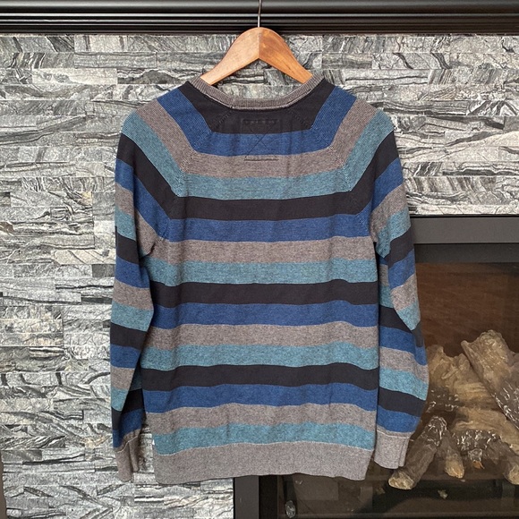 Vans Off the Wall Crewneck Striped Sweater, Size Small, Blue and Grey - Picture 2 of 10